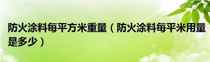 防火涂料每平方米重量（防火涂料每平米用量是多少）