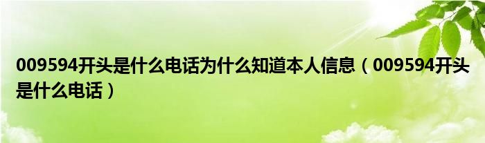 009594開(kāi)頭是什么電話為什么知道本人信息（009594開(kāi)頭是什么電話）