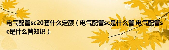 電氣配管sc20套什么定額（電氣配管sc是什么管 電氣配管sc是什么管知識(shí)）