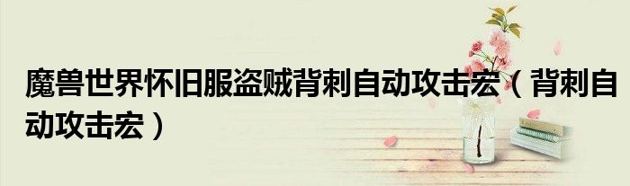 魔獸世界懷舊服盜賊背刺自動攻擊宏（背刺自動攻擊宏）