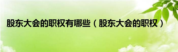 股東大會的職權有哪些（股東大會的職權）
