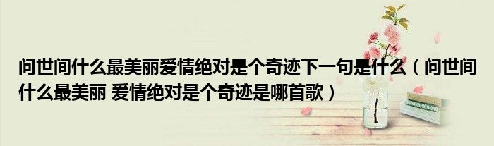 問世間什么最美麗愛情絕對是個奇跡下一句是什么（問世間什么最美麗 愛情絕對是個奇跡是哪首歌）