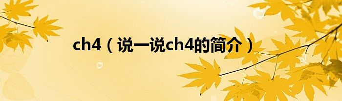 ch4（說一說ch4的簡(jiǎn)介）