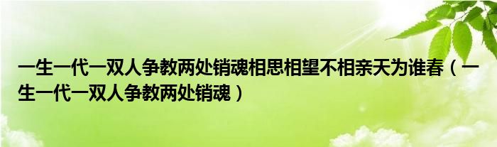 一生一代一雙人爭教兩處銷魂相思相望不相親天為誰春（一生一代一雙人爭教兩處銷魂）