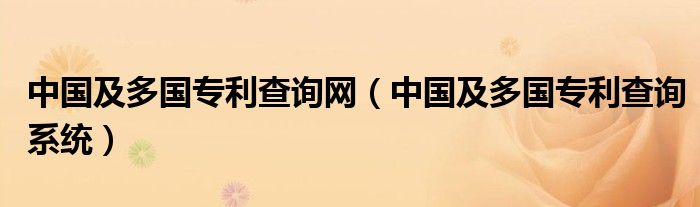 中國及多國專利查詢網(wǎng)（中國及多國專利查詢系統(tǒng)）