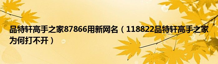 品特軒高手之家87866用新網(wǎng)名（118822品特軒高手之家為何打不開(kāi)）