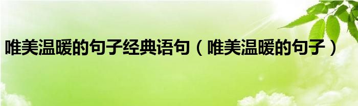 唯美溫暖的句子經(jīng)典語(yǔ)句（唯美溫暖的句子）