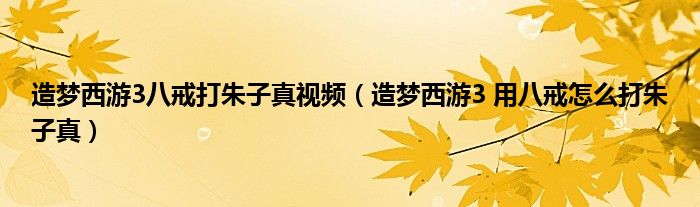 造夢西游3八戒打朱子真視頻（造夢西游3 用八戒怎么打朱子真）