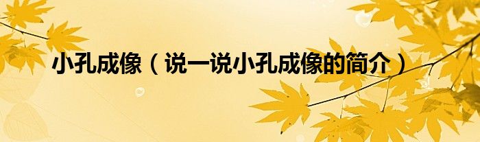 小孔成像（說(shuō)一說(shuō)小孔成像的簡(jiǎn)介）