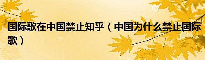 國際歌在中國禁止知乎（中國為什么禁止國際歌）