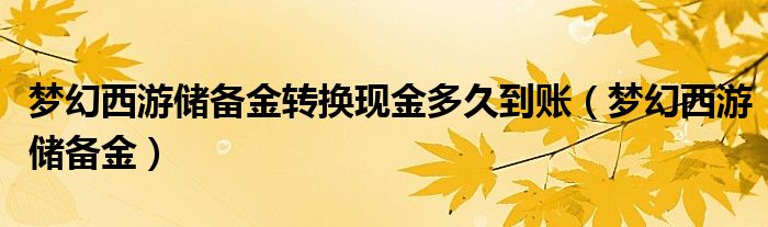 夢幻西游儲備金轉換現(xiàn)金多久到賬（夢幻西游儲備金）