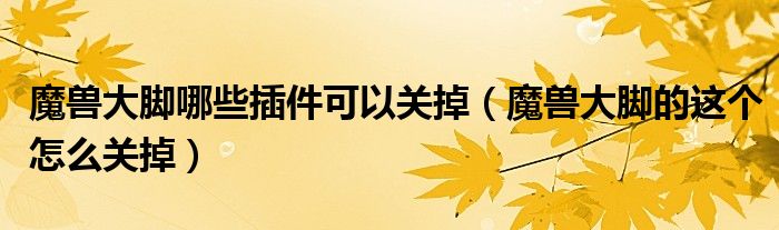 魔獸大腳哪些插件可以關(guān)掉（魔獸大腳的這個(gè)怎么關(guān)掉）