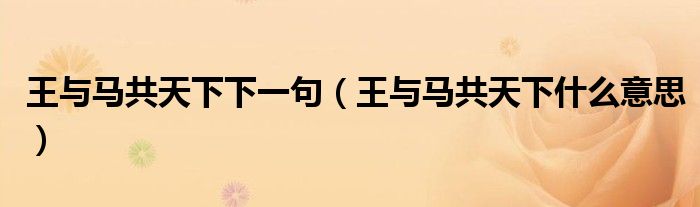 王與馬共天下下一句（王與馬共天下什么意思）