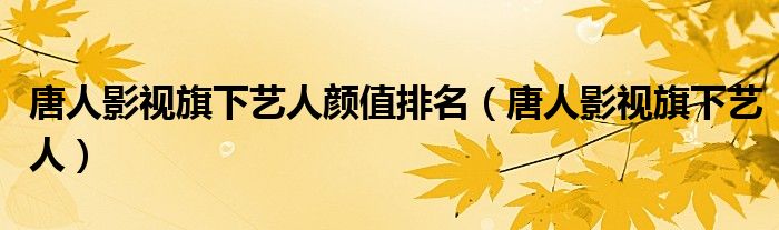 唐人影視旗下藝人顏值排名（唐人影視旗下藝人）