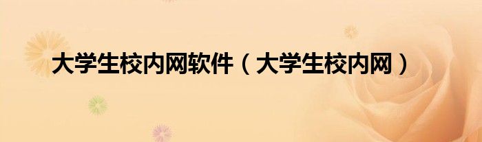 大學(xué)生校內(nèi)網(wǎng)軟件（大學(xué)生校內(nèi)網(wǎng)）