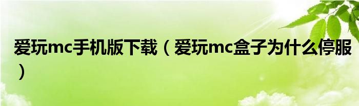 愛玩mc手機版下載（愛玩mc盒子為什么停服）