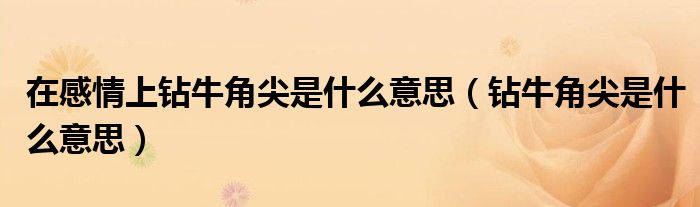 在感情上鉆牛角尖是什么意思（鉆牛角尖是什么意思）