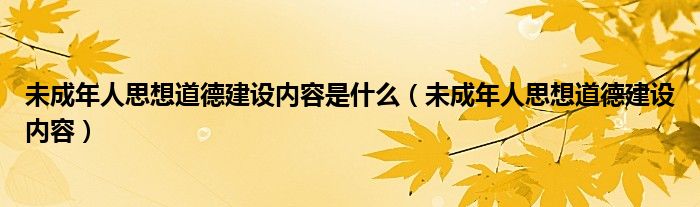 未成年人思想道德建設(shè)內(nèi)容是什么（未成年人思想道德建設(shè)內(nèi)容）