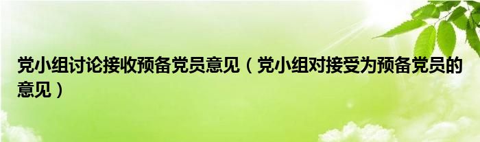 黨小組討論接收預備黨員意見（黨小組對接受為預備黨員的意見）
