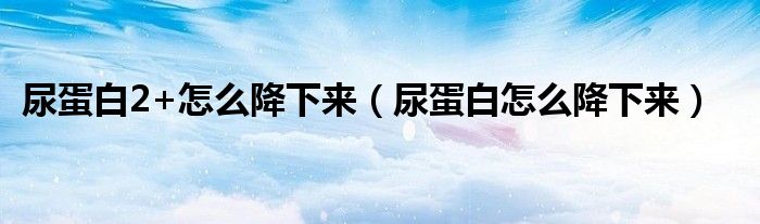 尿蛋白2+怎么降下來(lái)（尿蛋白怎么降下來(lái)）