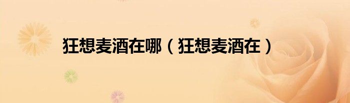狂想麥酒在哪（狂想麥酒在）