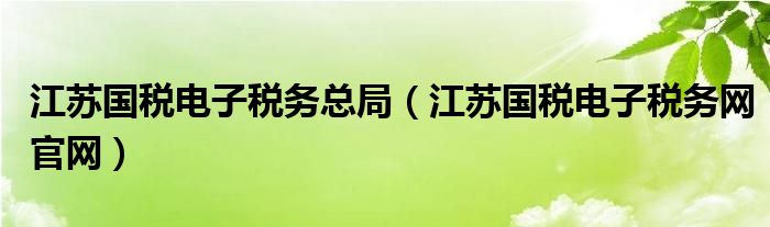 江蘇國稅電子稅務(wù)總局（江蘇國稅電子稅務(wù)網(wǎng)官網(wǎng)）