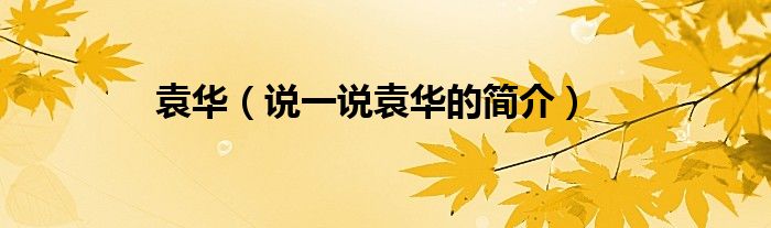 袁華（說一說袁華的簡介）