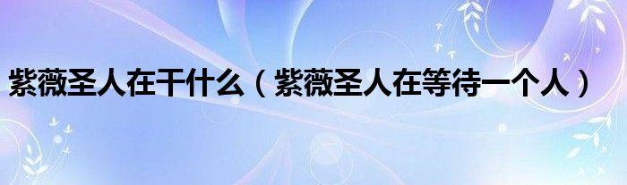 紫薇圣人在干什么（紫薇圣人在等待一個人）