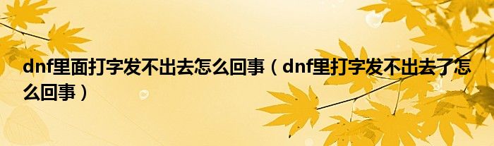 dnf里面打字發(fā)不出去怎么回事（dnf里打字發(fā)不出去了怎么回事）