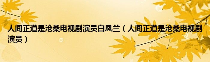 人間正道是滄桑電視劇演員白鳳蘭（人間正道是滄桑電視劇演員）