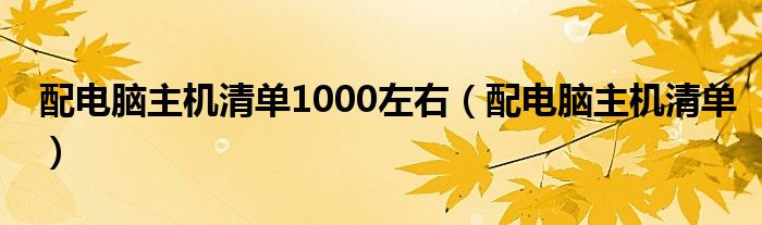配電腦主機清單1000左右（配電腦主機清單）