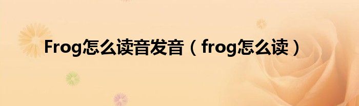 Frog怎么讀音發(fā)音（frog怎么讀）