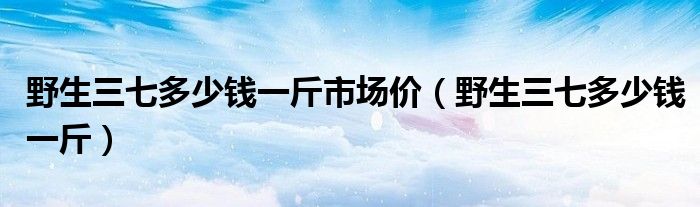 野生三七多少錢一斤市場價（野生三七多少錢一斤）