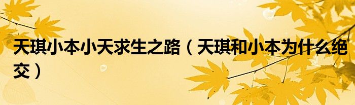 天琪小本小天求生之路（天琪和小本為什么絕交）