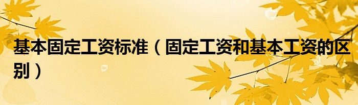 基本固定工資標(biāo)準(zhǔn)（固定工資和基本工資的區(qū)別）