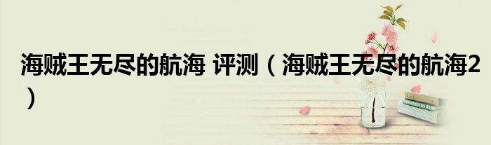 海賊王無盡的航海 評測（海賊王無盡的航海2）