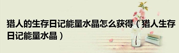 獵人的生存日記能量水晶怎么獲得（獵人生存日記能量水晶）