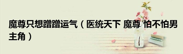 魔尊只想蹭蹭運(yùn)氣（醫(yī)統(tǒng)天下 魔尊 怕不怕男主角）