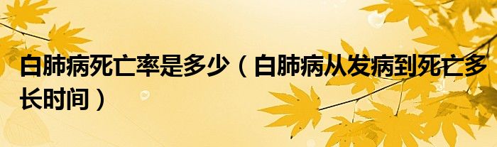 白肺病死亡率是多少（白肺病從發(fā)病到死亡多長時間）