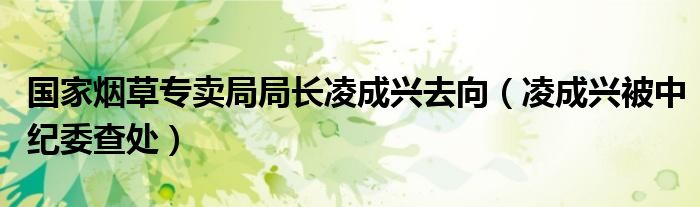 國家煙草專賣局局長凌成興去向（凌成興被中紀(jì)委查處）