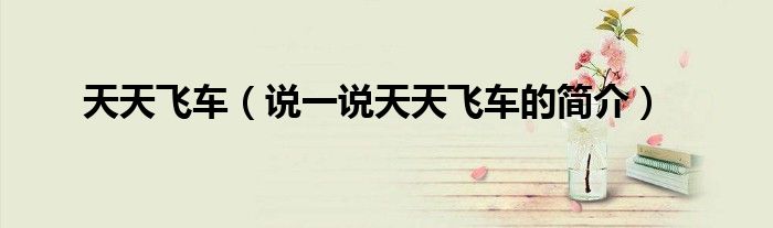 天天飛車（說一說天天飛車的簡介）