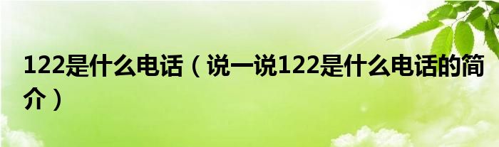122是什么電話（說一說122是什么電話的簡介）