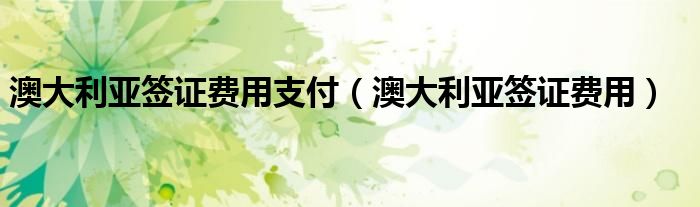 澳大利亞簽證費(fèi)用支付（澳大利亞簽證費(fèi)用）