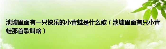 池塘里面有一只快樂的小青蛙是什么歌（池塘里面有只小青蛙那首歌叫啥）