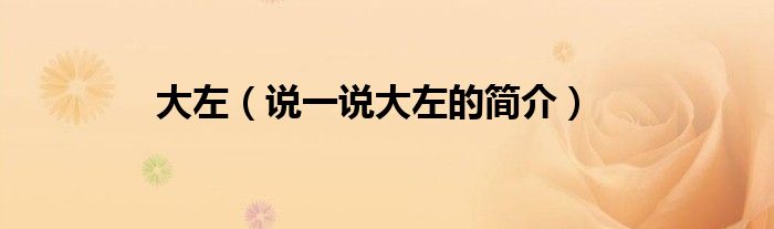 大左（說一說大左的簡(jiǎn)介）