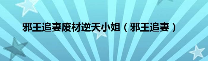 邪王追妻廢材逆天小姐（邪王追妻）