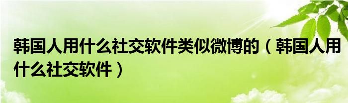 韓國人用什么社交軟件類似微博的（韓國人用什么社交軟件）