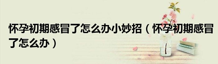 懷孕初期感冒了怎么辦小妙招（懷孕初期感冒了怎么辦）