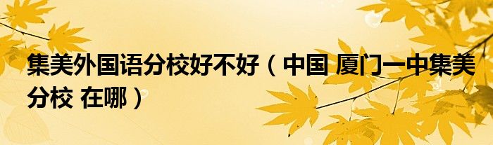 集美外國語分校好不好（中國 廈門一中集美分校 在哪）