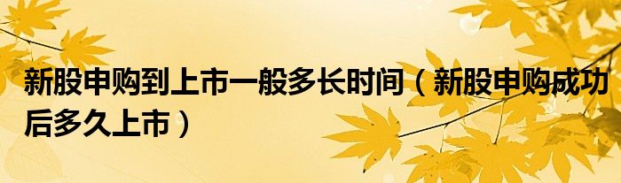 新股申購到上市一般多長時(shí)間（新股申購成功后多久上市）